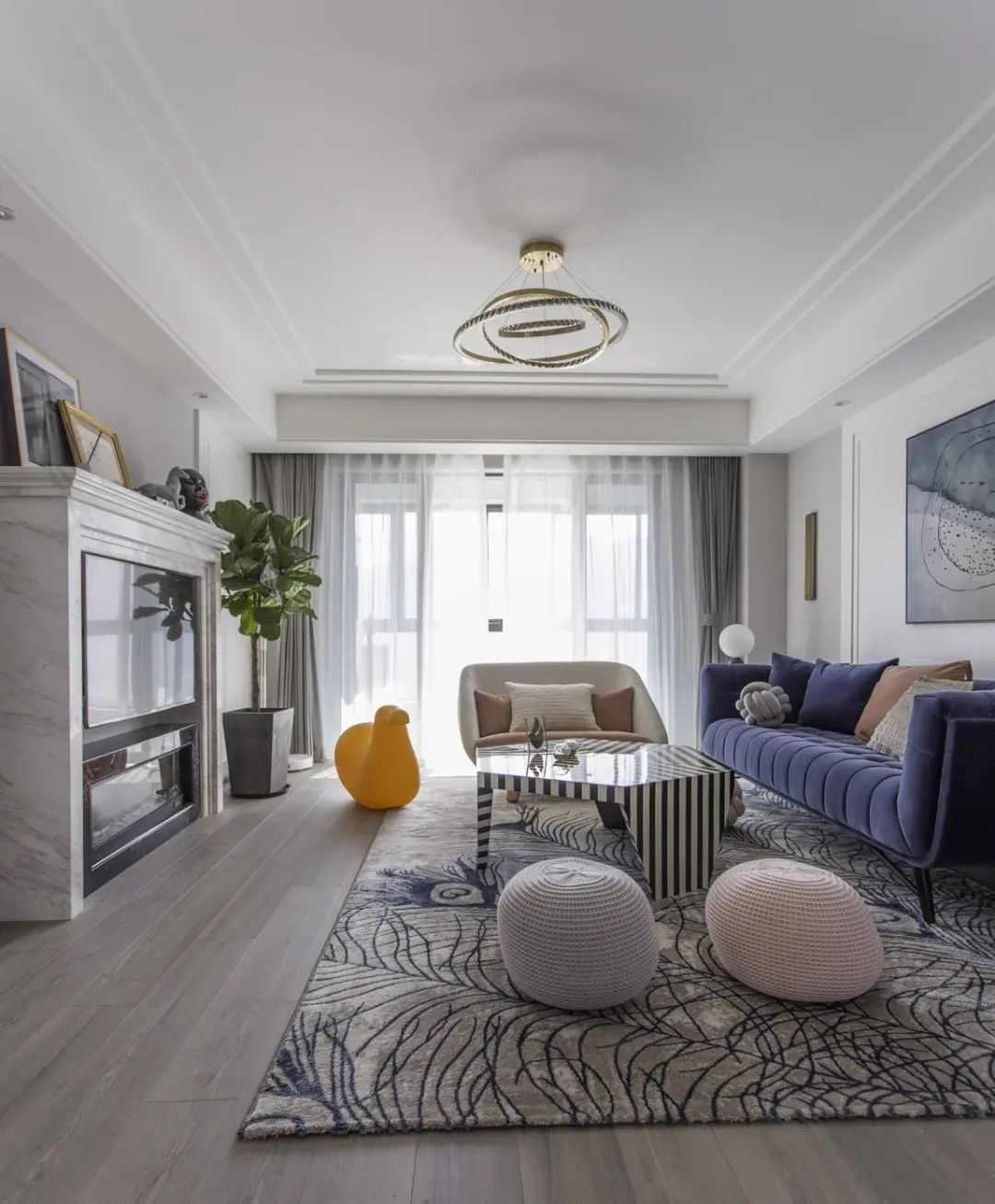 舒适|180㎡浪漫小窝,蓝与粉、灰与白,优雅情趣,轻松舒适