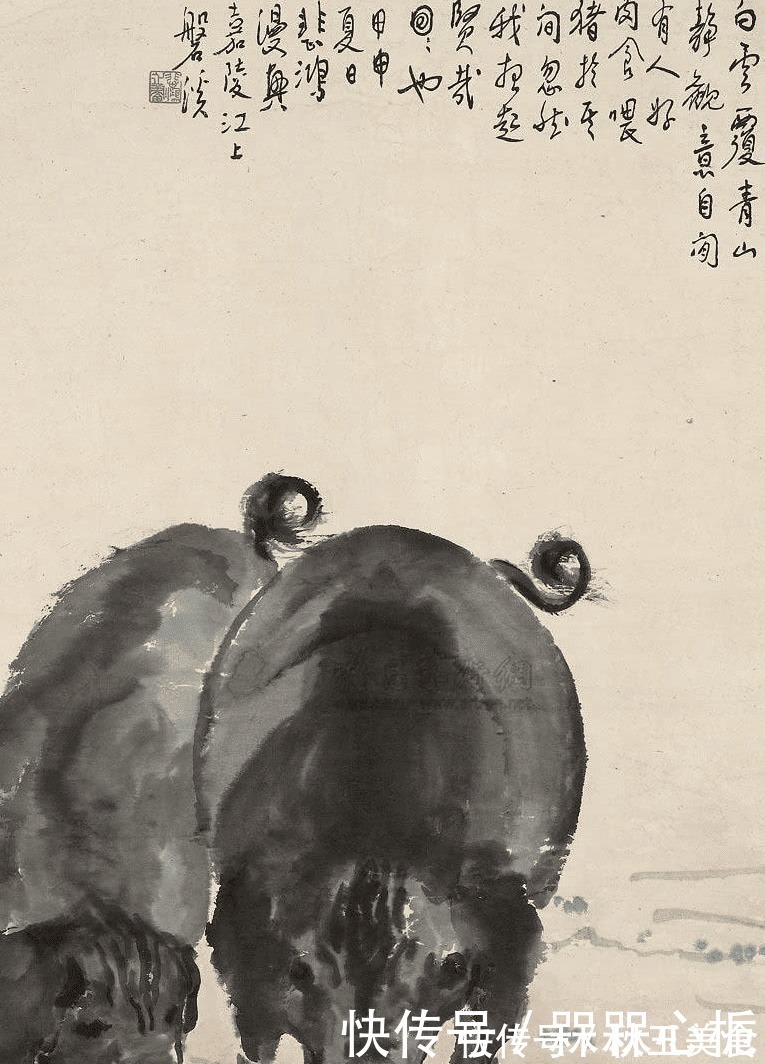 齐白石$徐悲鸿2头猪卖37万，齐白石不服气，随手画一头小猪，卖2千万