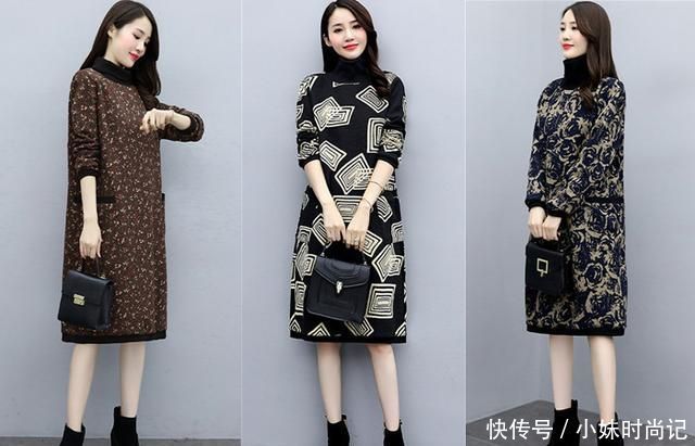 保暖|冬季高领加厚加绒连衣裙穿搭, 这几款舒适保暖又减龄, 穿上真美!