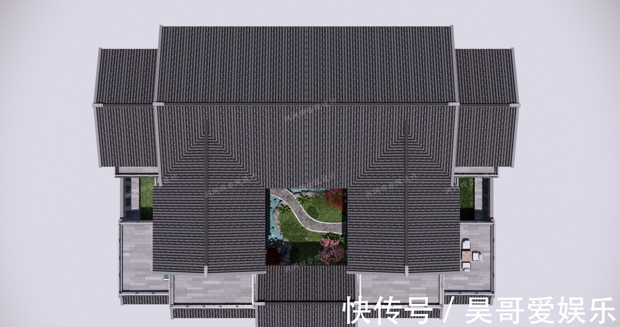 庭院|广东清远三层带地下室家族大宅现代四合院民宿28×20