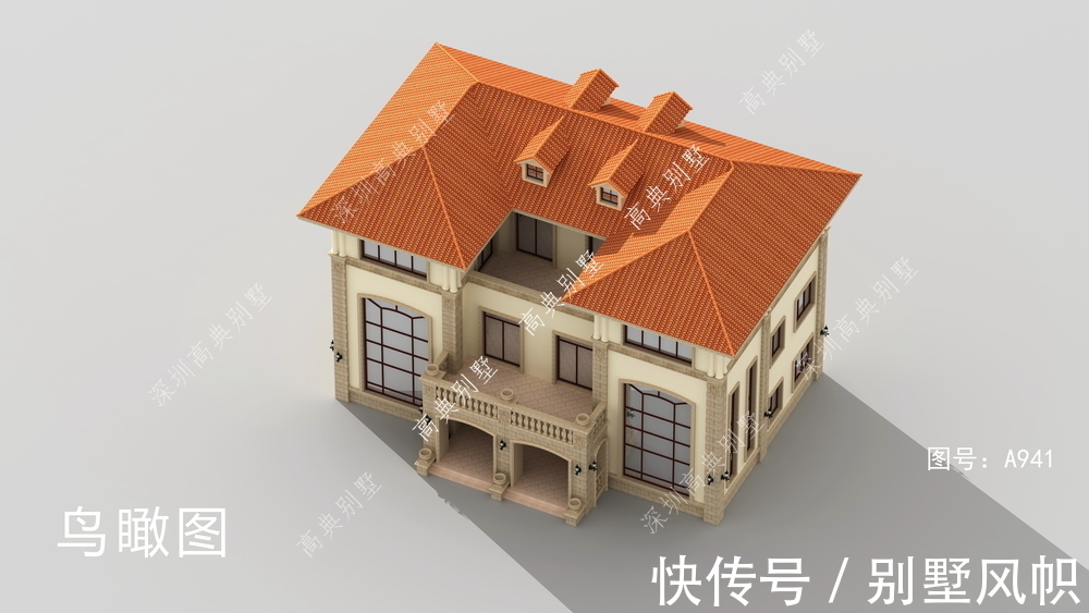 双拼别墅|欧式双拼别墅，适合两兄弟建造，符合大部分朋友的审美。