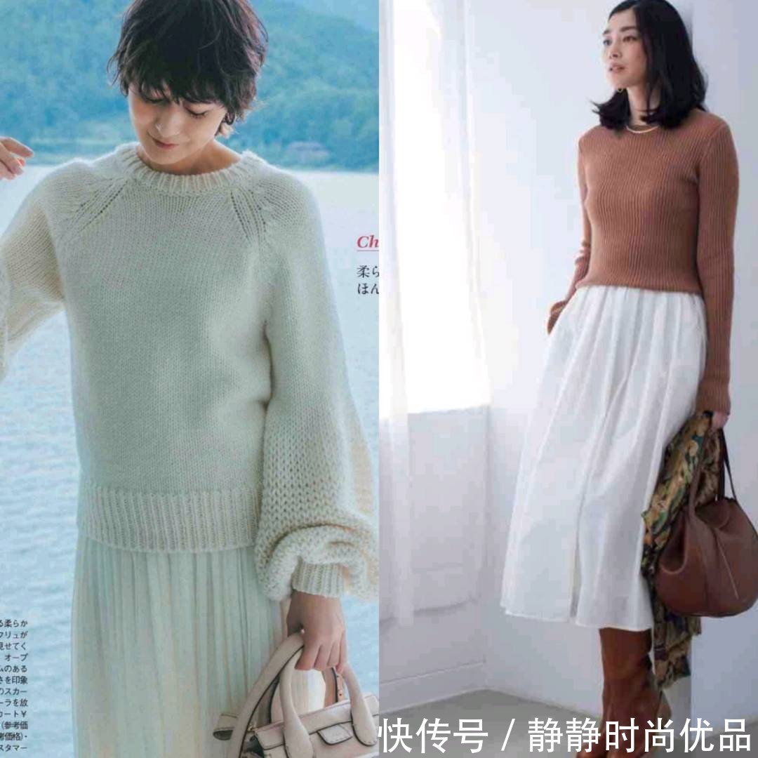 顺色系 秋天“针织衫”选素不选花!大龄女性照着穿搭,优雅气质凸显