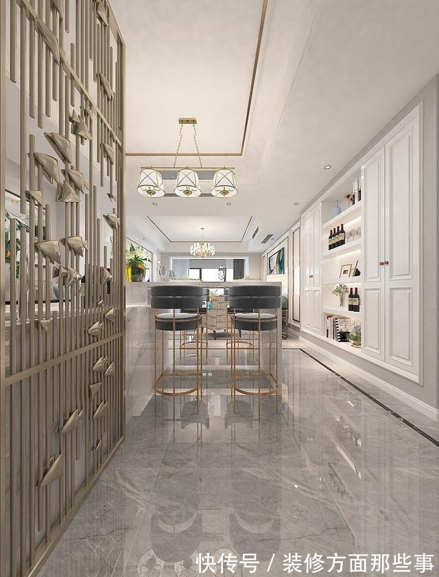 装修|123平轻奢风三居室,隐形门与电视墙融为一体