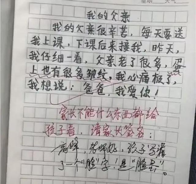 孩子$小学生作文《委屈》脑洞大开,老师看完连连点赞:你爸没白疼你