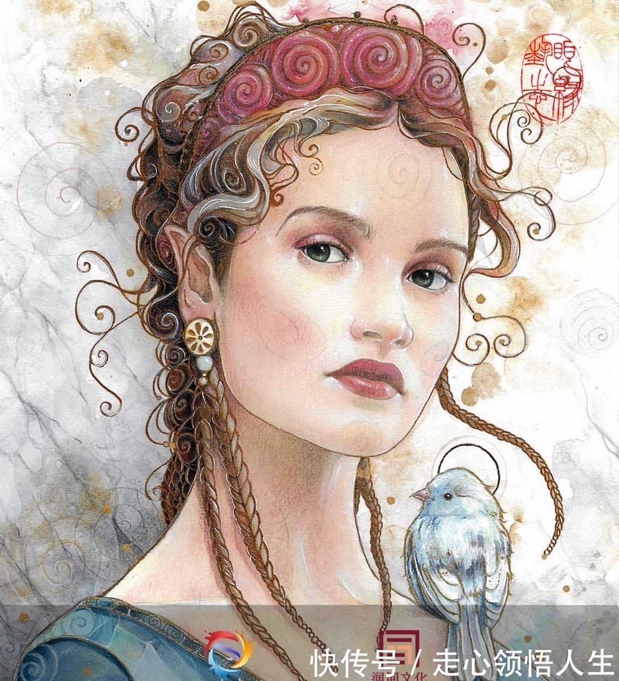 希腊$寂静宇宙中的明眸：色彩与金箔的交融，插画家卡法西斯的神话四季