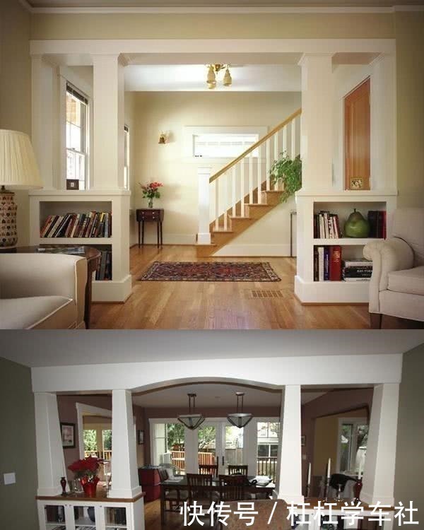 收纳|玄关砌堵隔断,上面掏空做窗洞采光好,下面还能装收纳,简直完美!