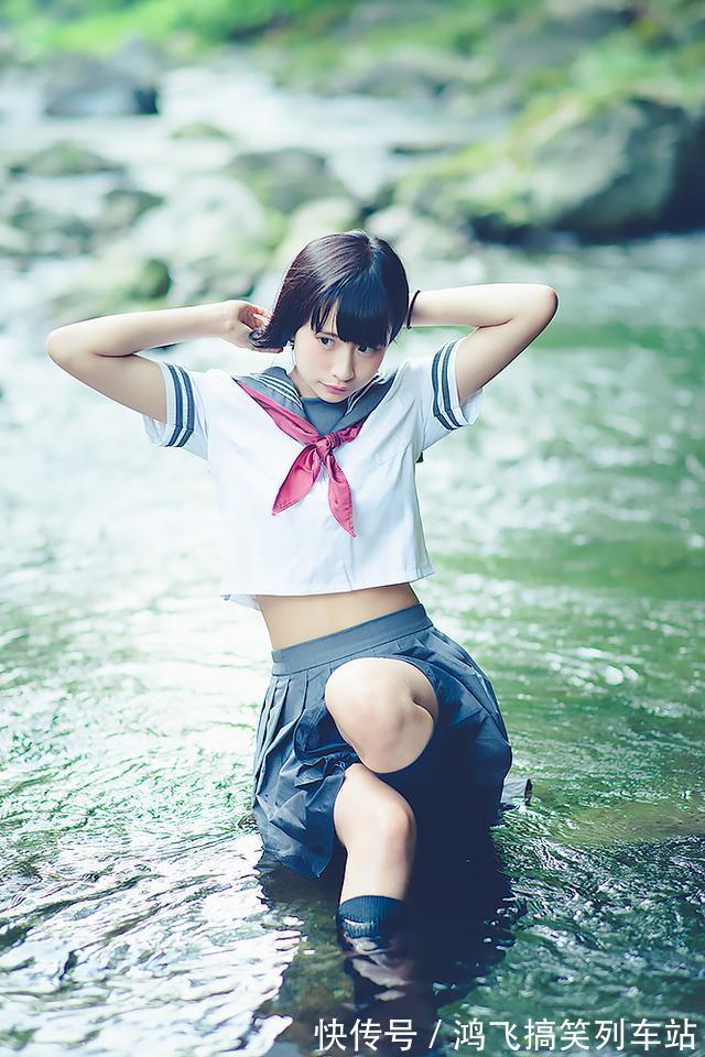 JK|日本JK水手服美图赏:青山绿水间的蓝白少女
