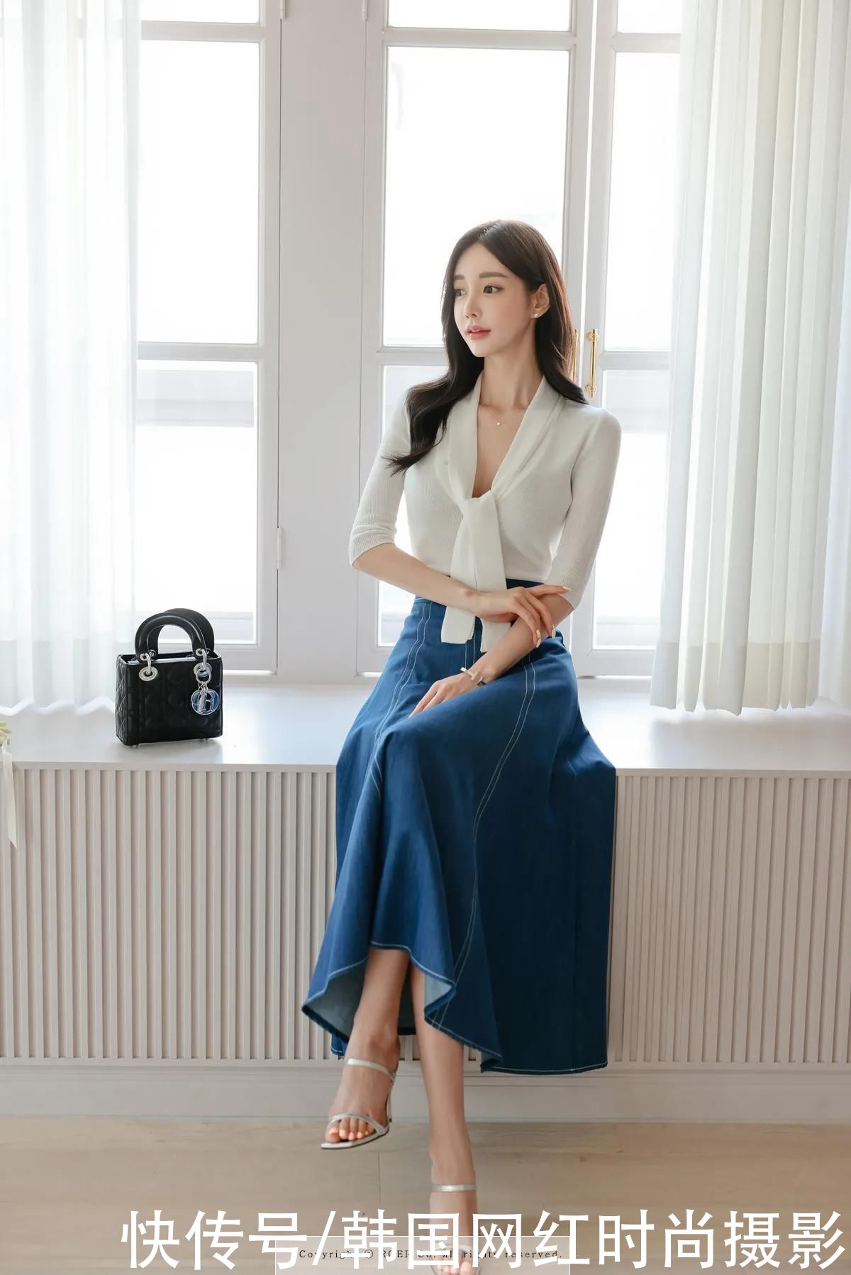 纱裙|女神孙允珠高清时尚搭配(251)新奥尔良都市牛仔斜衩柔纱裙