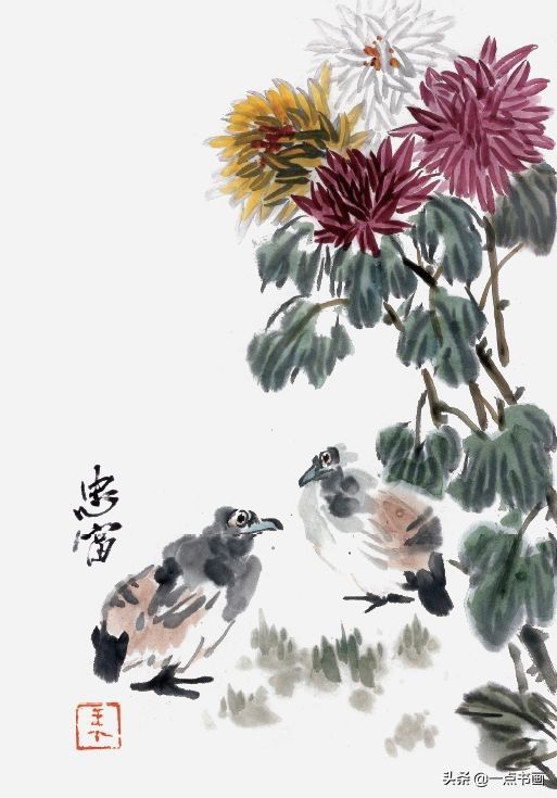 花蕊$从花头到叶子，学画一幅完整的写意菊花