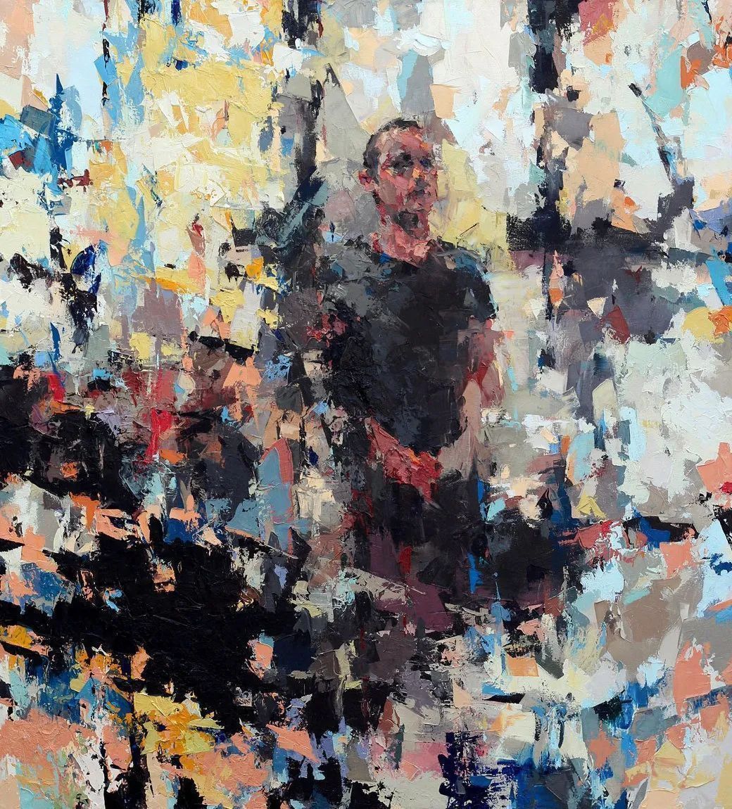 纹理!他将杂碎的色块,厚重的纹理,融于画中的人物