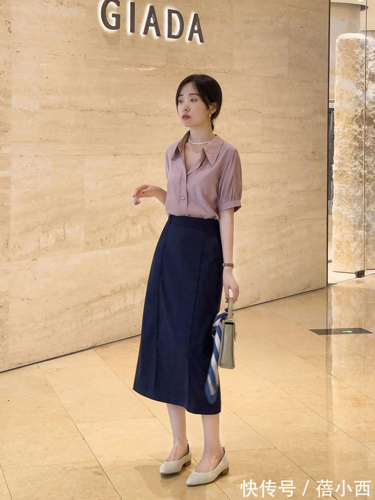 衬衫|女人一旦过了30岁,穿“衬衫+半身裙”,优雅又高级,气质满分