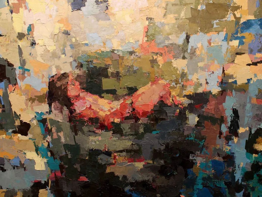 纹理&他将杂碎的色块,厚重的纹理,融于画中的人物