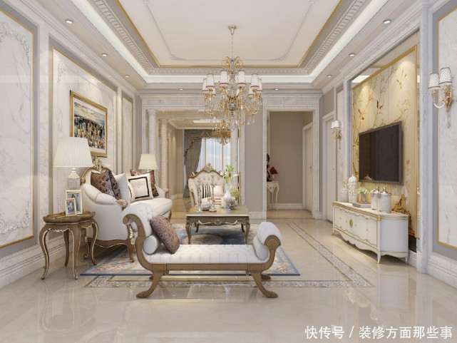 丰富性|164平米欧式五居室色调较暖,整体空间比较温馨