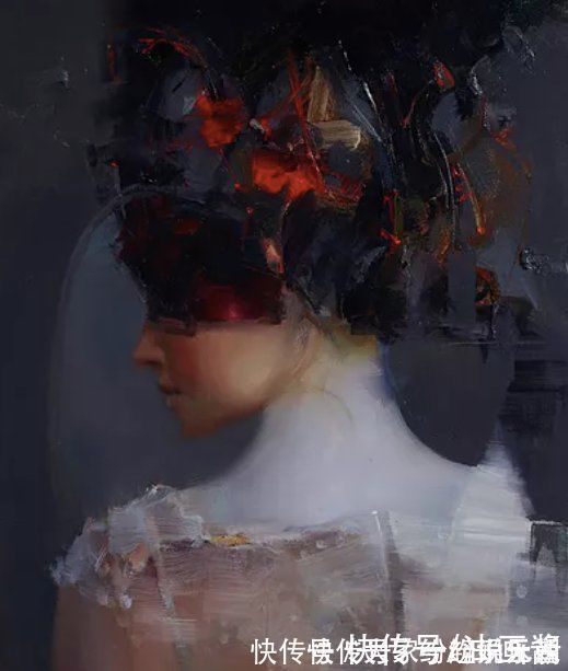 油画作品!他用刮刀和细腻的笔触,画出冲突感极强的女孩,比插画好看一万倍