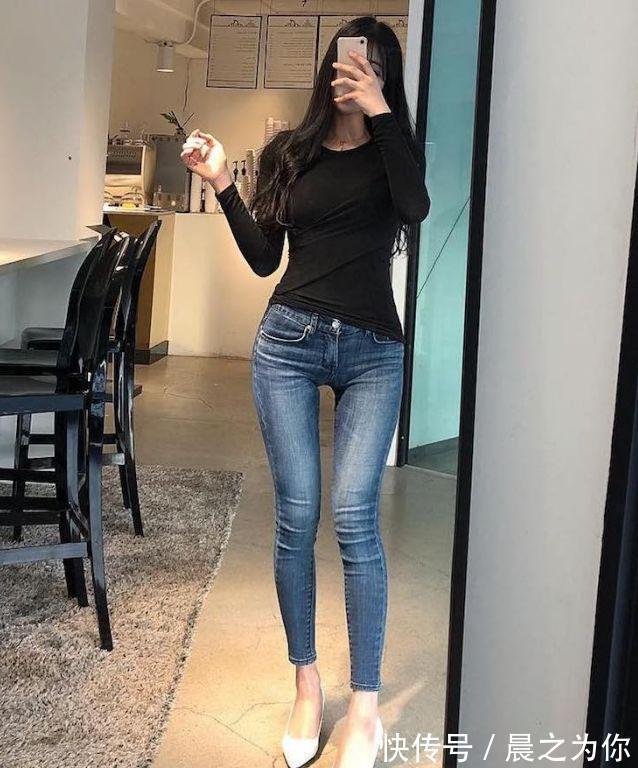 出身材 身材窈窕的女神,搭配牛仔裤,完美展现出优雅的女神气质