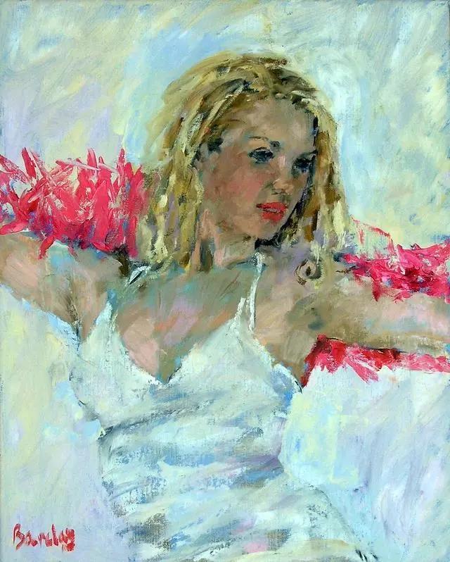 油画#身体张力的展现,英国画家穆里尔·巴克莱的油画作品