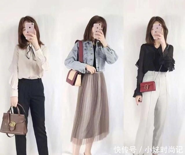 初春的清新基础搭配, 衬衣针织衫搭配半身裙, 知性大方的通勤装