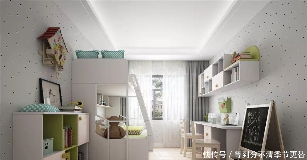 小公主|上下床衣柜电脑桌一体设计，非常节约小户型家庭空间