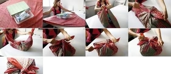 折法|一块布打两个结,变身大容量高颜值收纳包,几十种折法好强大