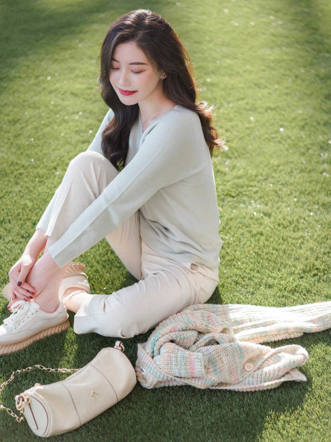 西装裤 要想文艺温婉并存,选择针织开衫啊!文艺清新温婉知性