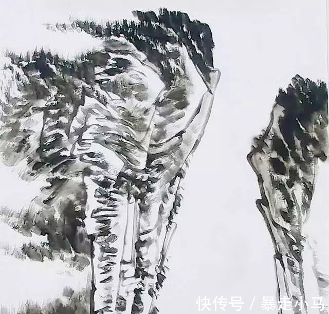 画法@赵寒翔不顾批评,搞国画创新,用涂鸦颠覆传统山石技法?