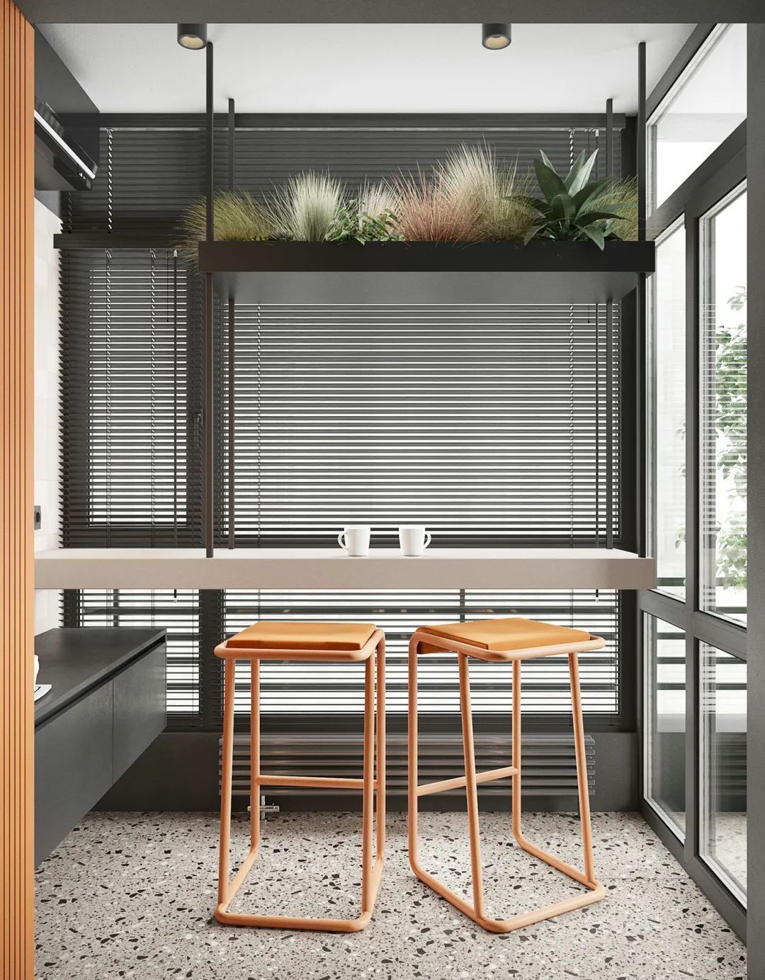 休闲椅|70㎡现代简约,沉稳高级灰,以橙色点缀,营造安静优雅的美