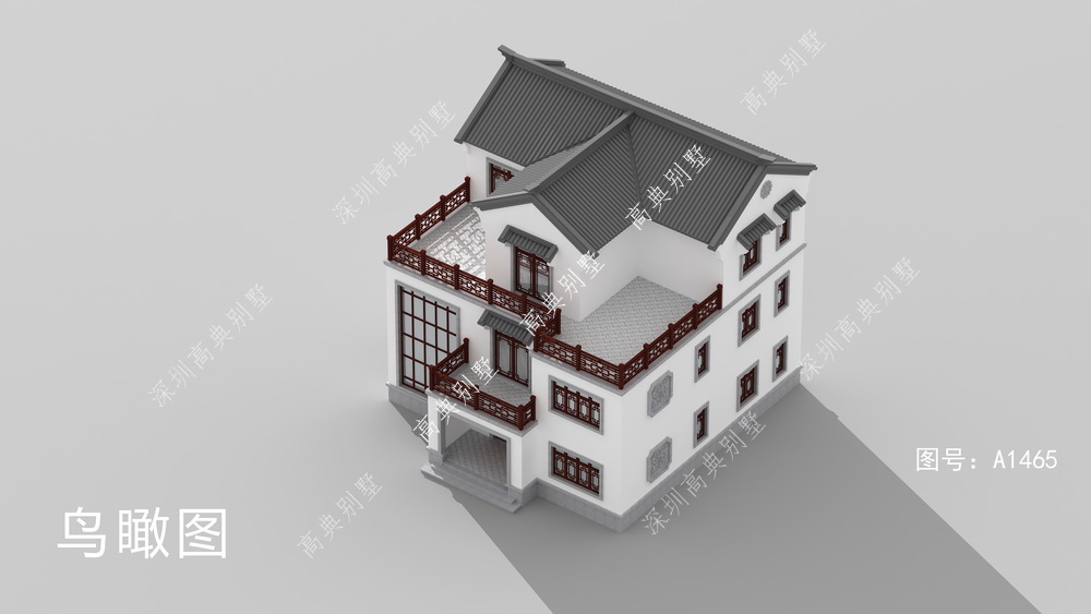 中式|复式中式三层住宅，外观雅致，富有仙境之感