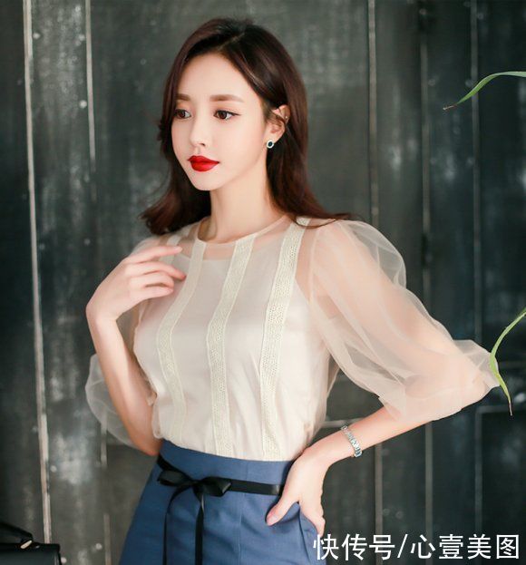 清凉衫|女神孙允珠高清时尚搭配：花哨奶油金粉微波叠层清凉衫