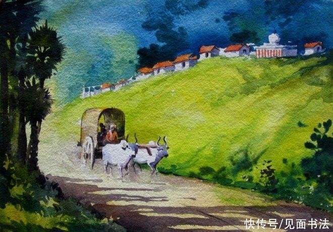  绘画|「愙斋书法」印度Elayaraja水彩绘画作品