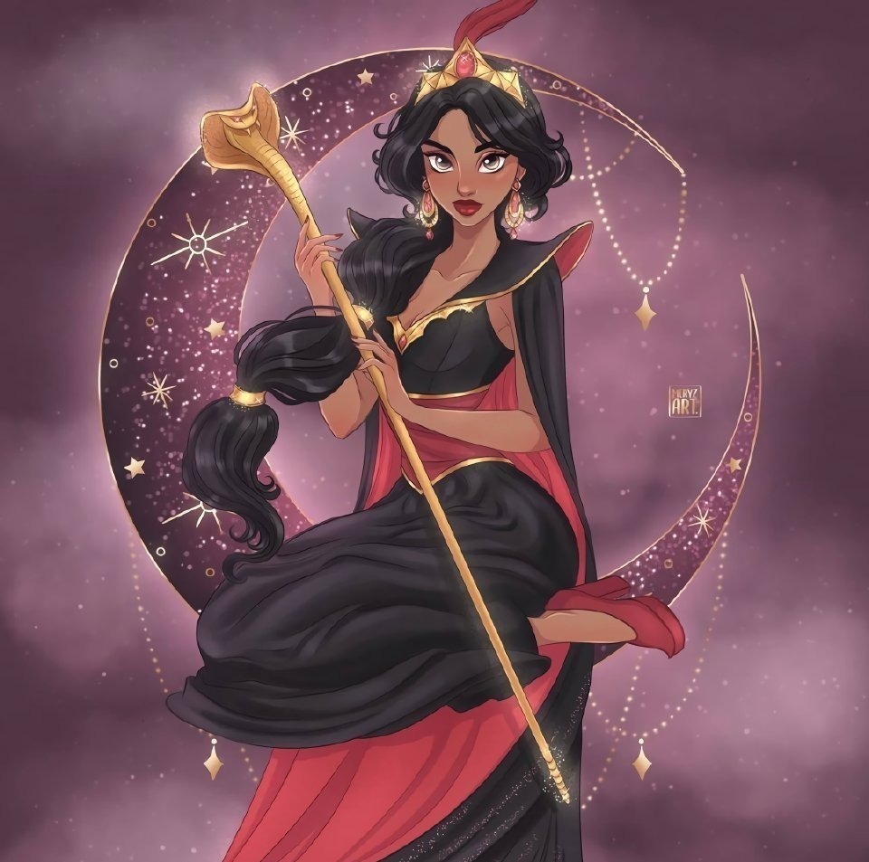 白雪公主|迪士尼公主月亮新装,茉莉公主尝试黑色,花木兰化身夜行侠客