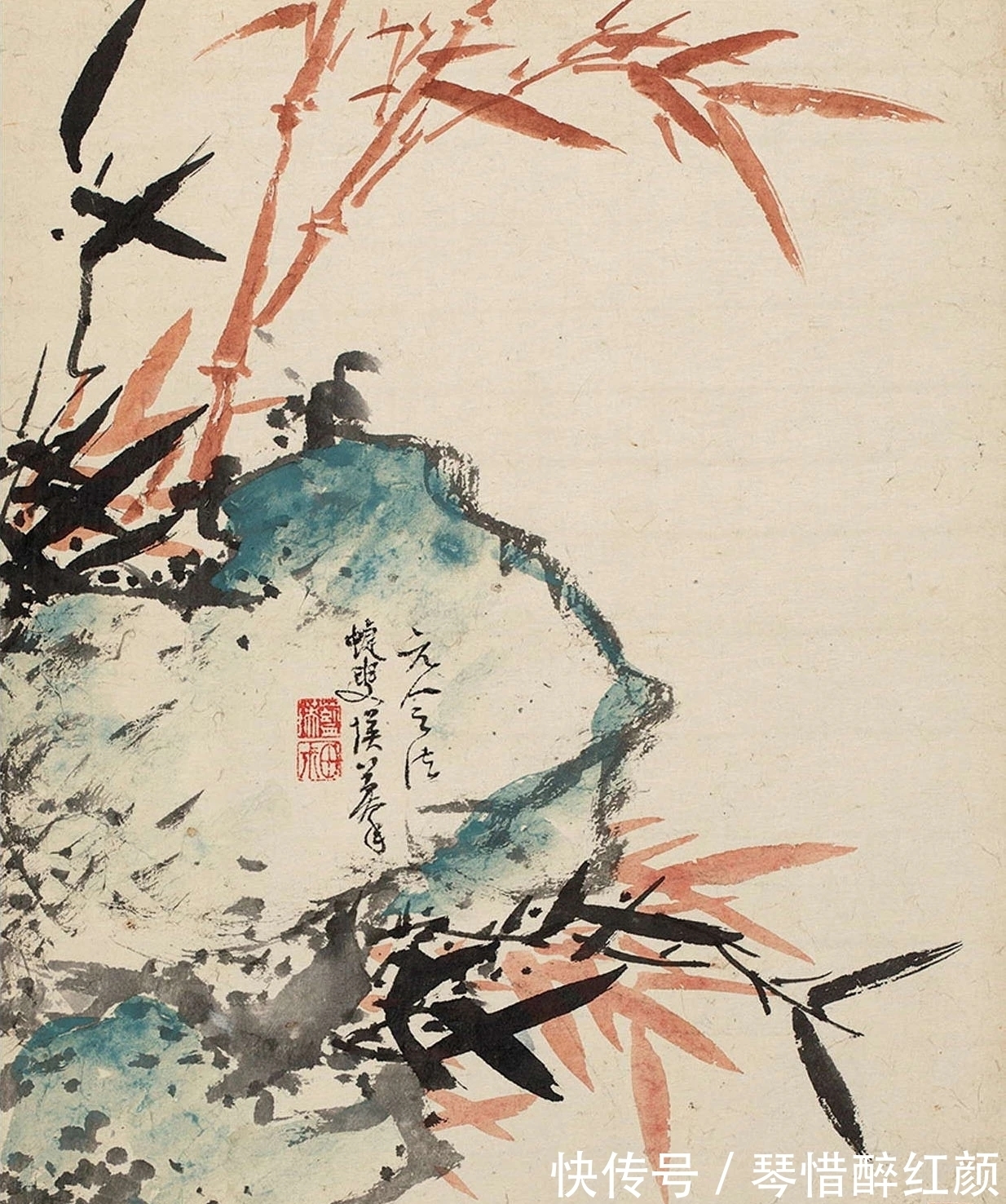 蓝瑛&蓝瑛12张《兰竹石图》,花鸟画最经典的课徒稿