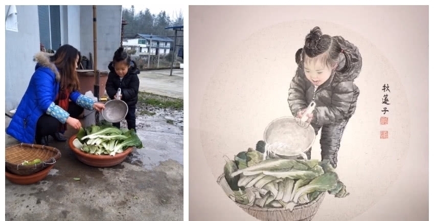 照片$美术生当了妈照样秀,看到她画的女儿,网友:比照片带劲多了