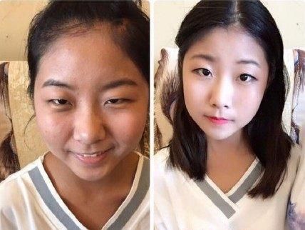 女大学生化妆前VS化妆后，效果堪比整容，男朋友看不出是同一人