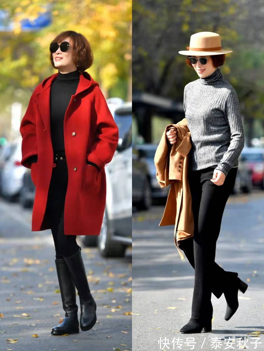 出身材|天气这么冷,就放弃半身裙吧!学50岁“大妈”这样穿:更高级!