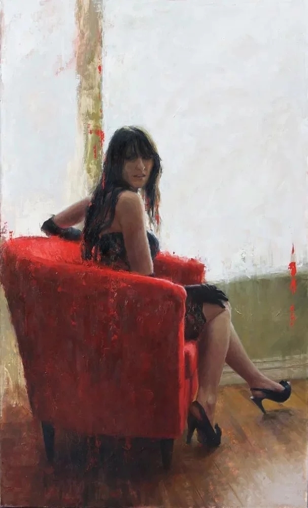 油画#每一幅肖像油画中,凯西·查尔兹都努力捕捉到人类形态的美