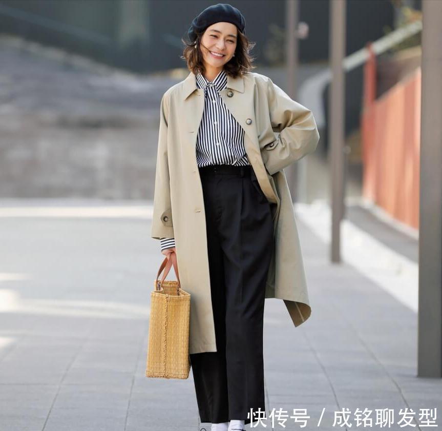 四五十岁女人减龄搭配,日系风衣搭配优雅又有女人味,时髦又百搭