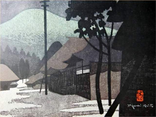 版画!日本近代版画大师斋藤清冬日雪景系列版画作品