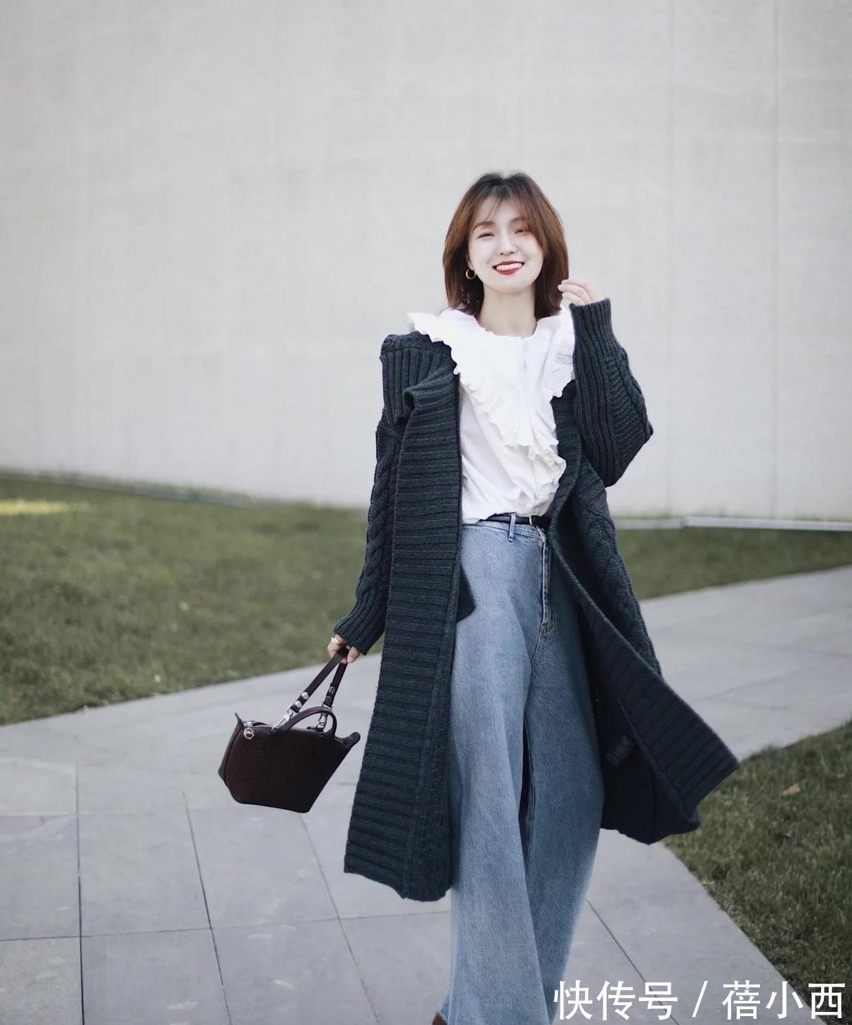 上半身|小黑裤不再流行,今年流行“阔腿裤”,搭配针织衫、卫衣都很时髦