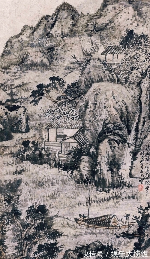 创作!重情重理,新鲜感十足,石涛绘《泛舟图》