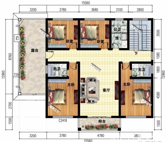 户型|2栋宽15米左右的农村别墅,返乡建房首选,户型好造价合适