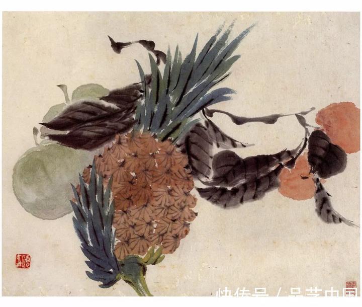 吴昌硕@任伯年的小品，色感十足