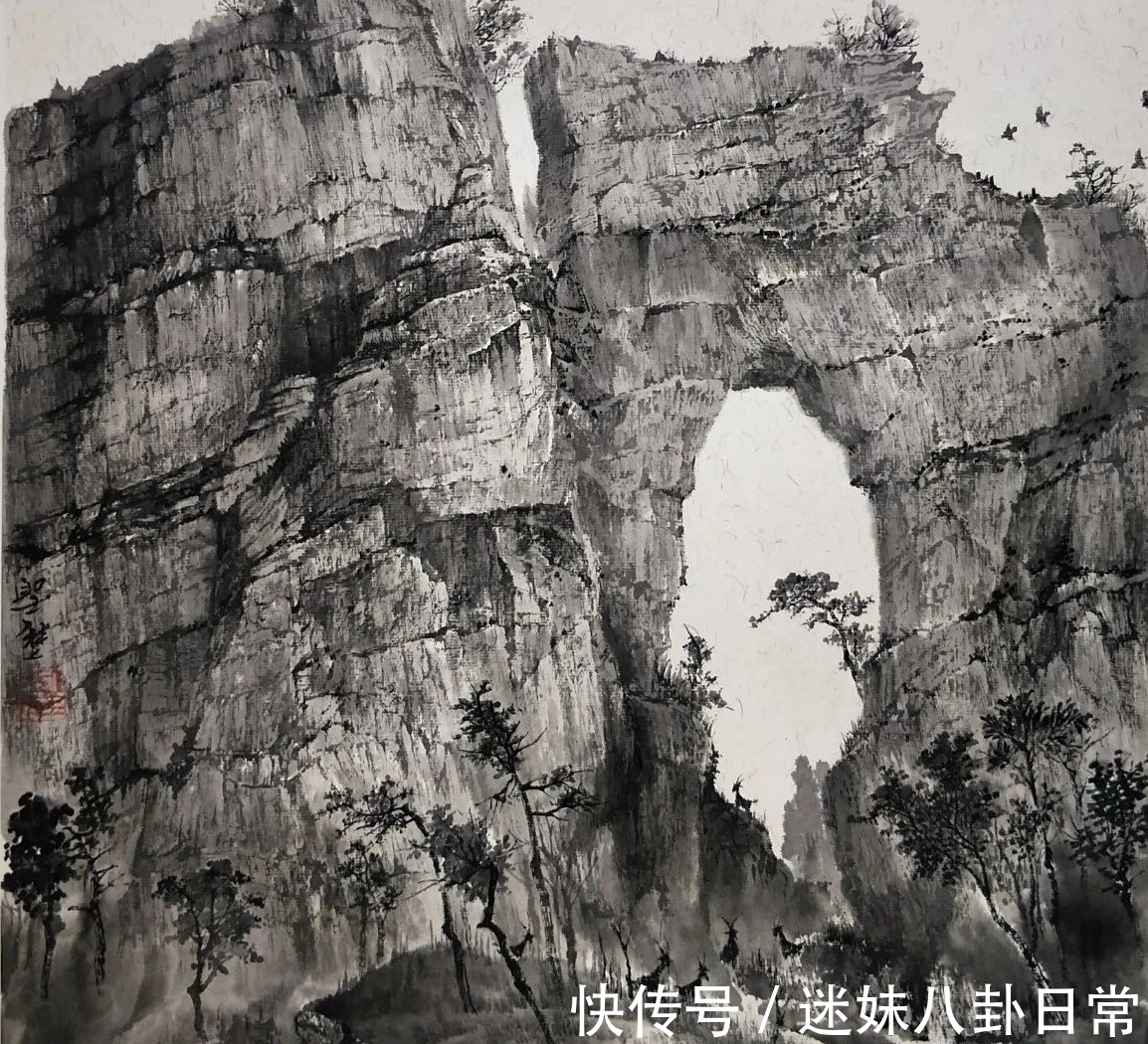 画家!一位青年画家的山水画很写实,有韵有境,不输西方风景画!