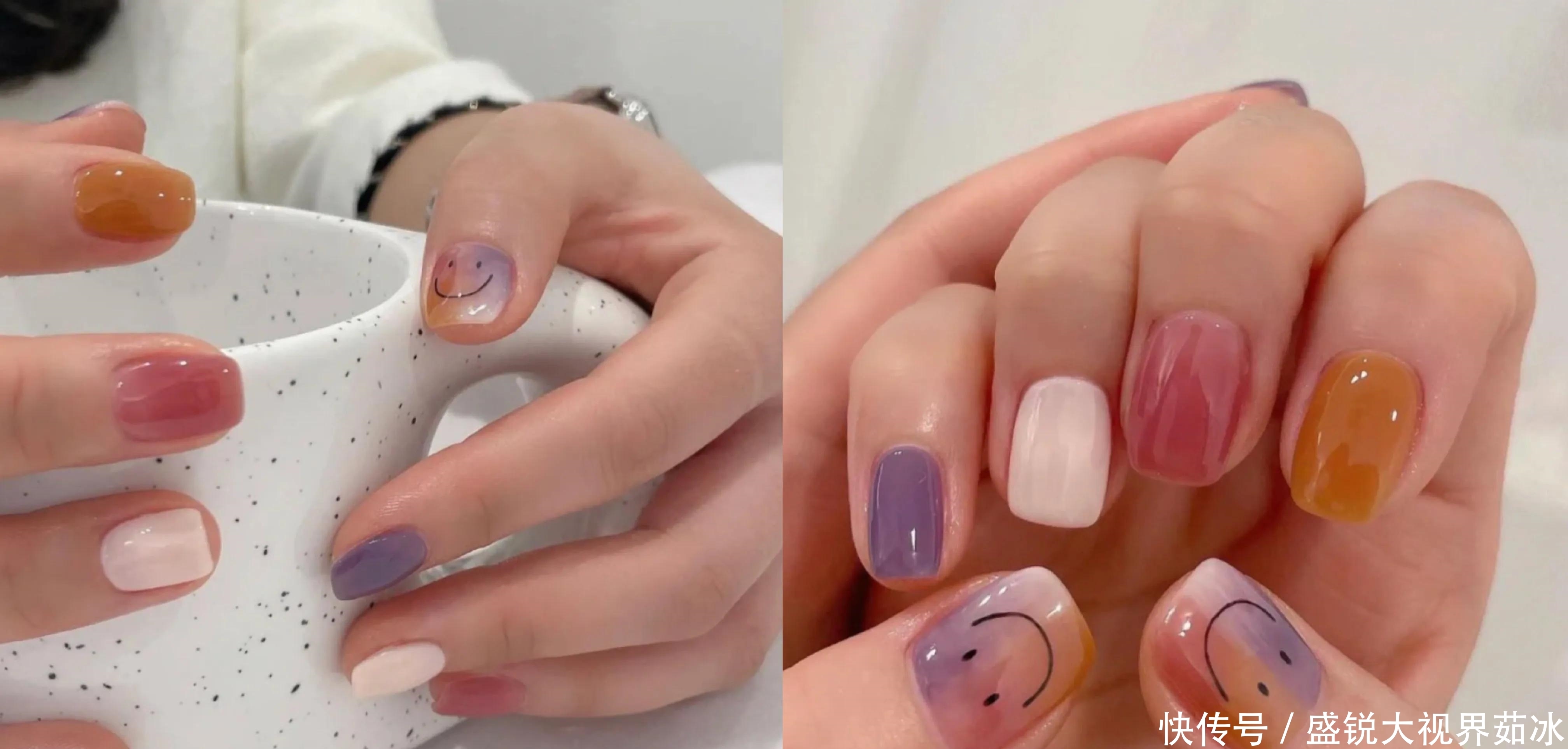 高级不撞款的晕染美甲,活泼可爱,冰淇凌样式软糯甜美!