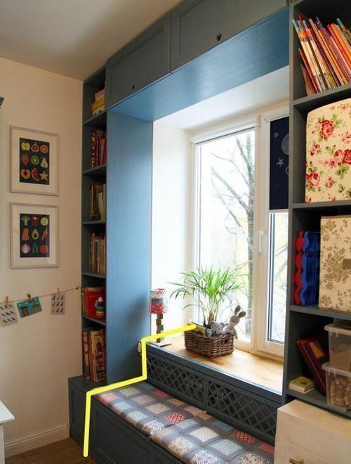 储物柜|飘窗不用砸，直接打一圈柜子，凹下去30公分做个卡座，太聪明