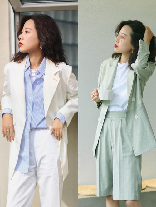 40＋女人穿西装不要总“一身黑”，试试这几种颜色，高级又优雅