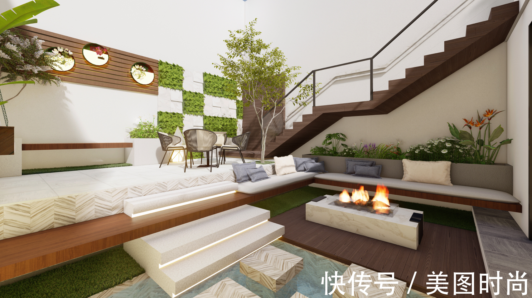 雨水|爆火的下沉式庭院设计,有条件一定要建一个,比别墅花园还好看