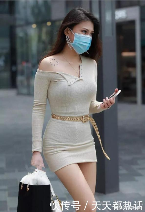 米白色露肩套装裙,气质优雅,大方自信