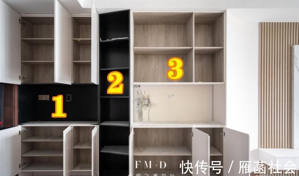 一体柜|决定了,玄关和餐厅就打一体柜,三段式收纳占地不到1㎡,实用