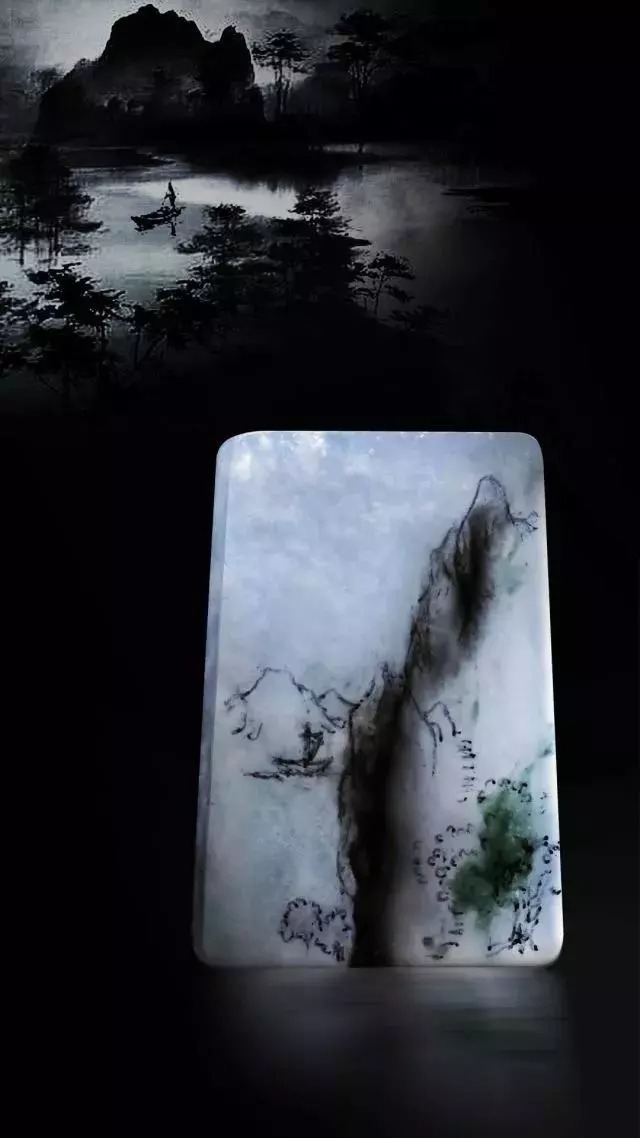 黑与白|翡翠玉雕中的水墨画,这样的意境翡翠你肯定没有见过!