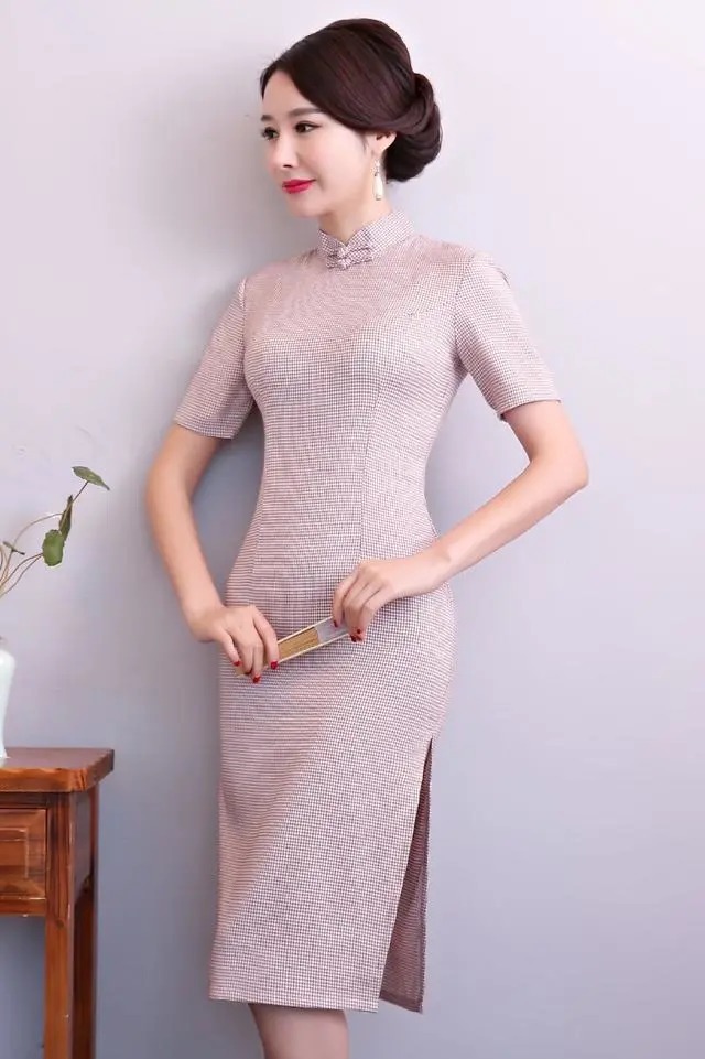 格子|让女人显得紧致与饱满的格子旗袍